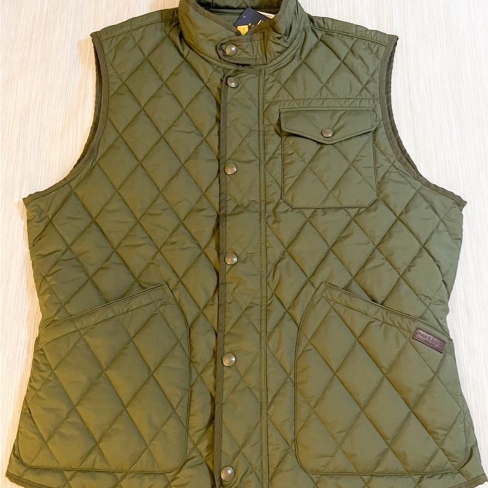 POLO RALPH LAUREN  Company Olive Green Iconic Quilted Full Zip Vest.Never worn